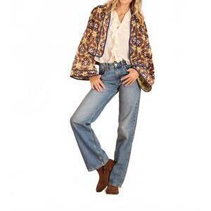 NEW BROOKS AVENUE porter velvet quilted jacket in chestnut swirl